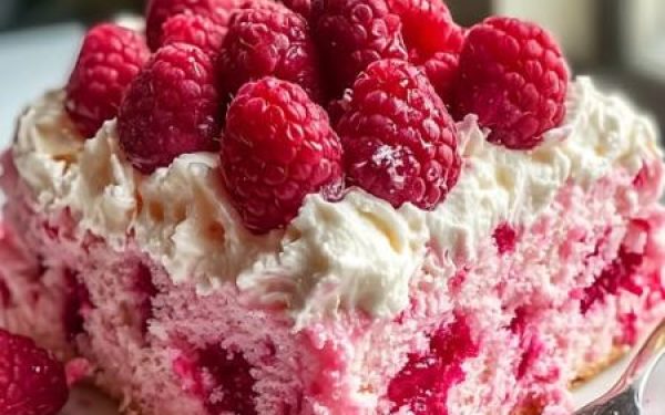 Raspberry Zinger Poke Cake