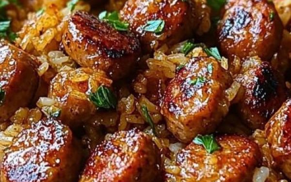 One Skillet Cajun Honey Garlic Sausage and Rice