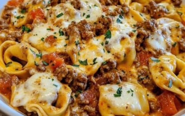 One-Pot Cheesy Enchilada Tortellini with Beef Ingredients