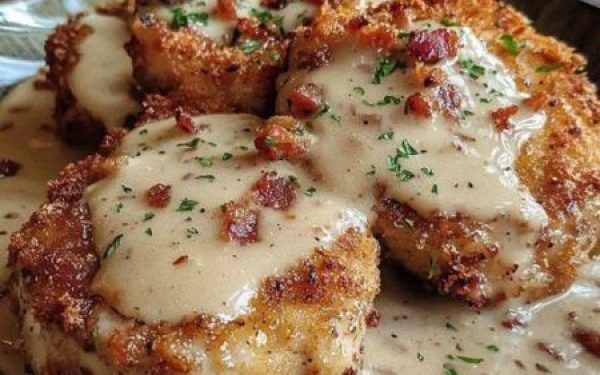 Country Fried Pork Chops with Bacon Gravy